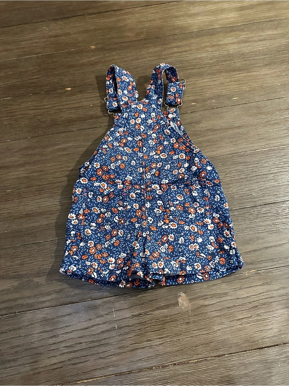 18mth Oshkosh Genuine Kids Girls Navy Floral Overall Shorts